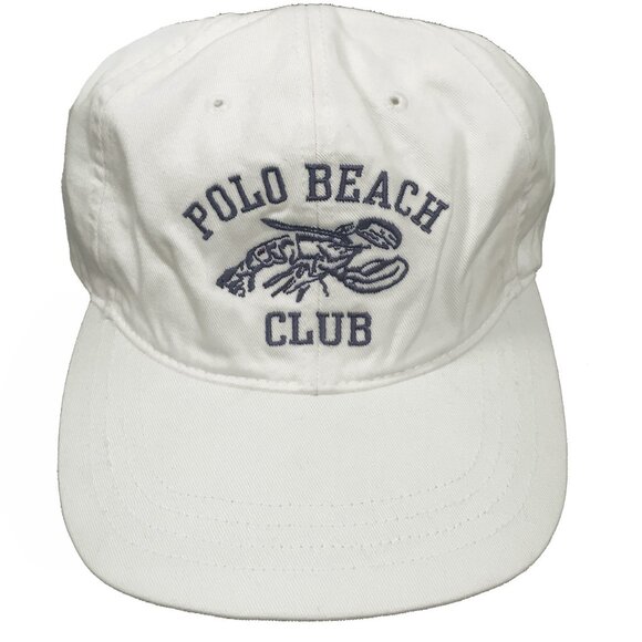 NEW Vintage 2000 Polo Ralph Lauren Baseball Hat! Off White Lobster Polo Beach
